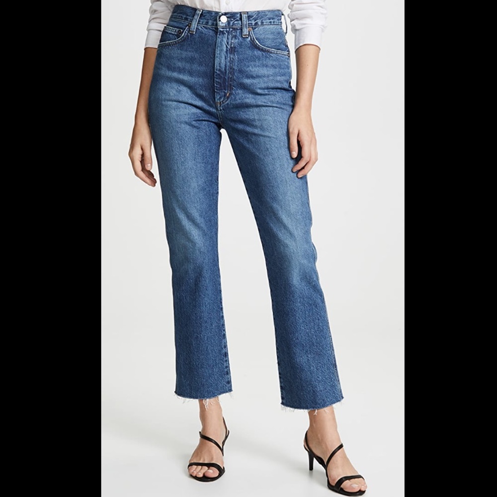 AGOLDE Pinch Waist High Rise Kick w/ Cut Off Hem